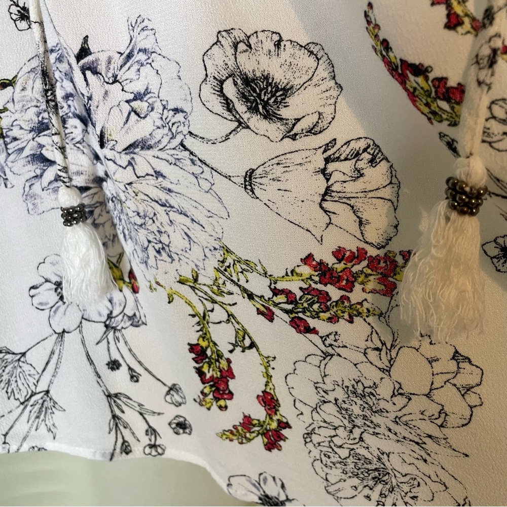 Daniel Rainn 2XL White Rayon Floral Blouse - Picture 7 of 11